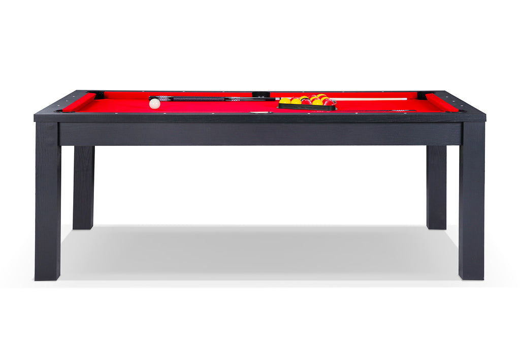 Billard Anglais Transformable en Table de couleur noire et tapis rouge