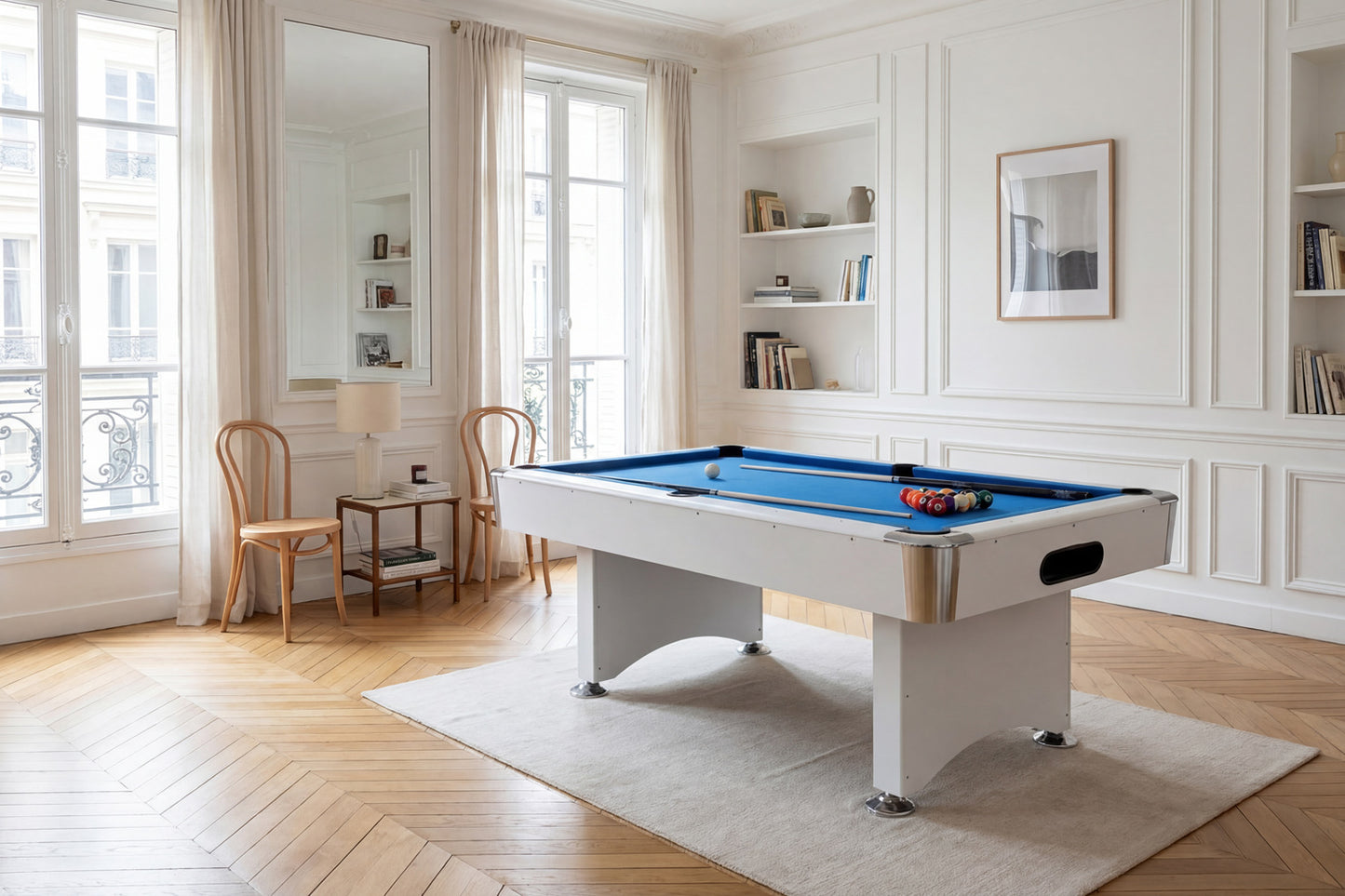 Billard Fédération Blanc Tapis Bleu