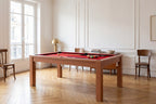 Billard Convertible en Table à Manger Merisier Tapis Rouge
