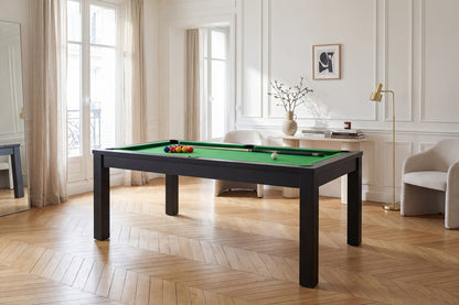 Billard Transformable en Table Américain Noir Tapis Vert