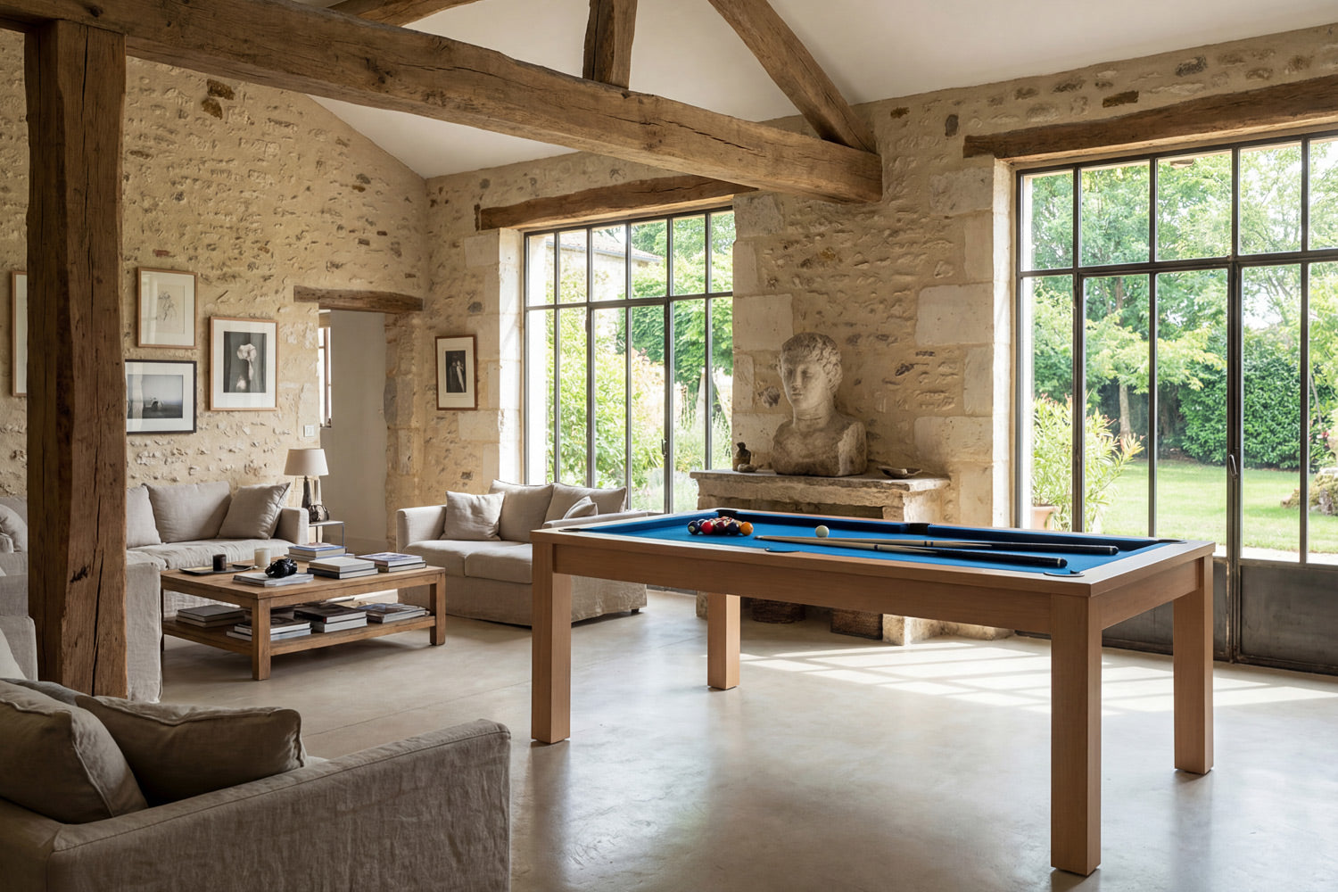 Billard Convertible en Table couleur chêne