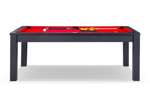 Billard Anglais Transformable en Table de couleur noire et tapis rouge