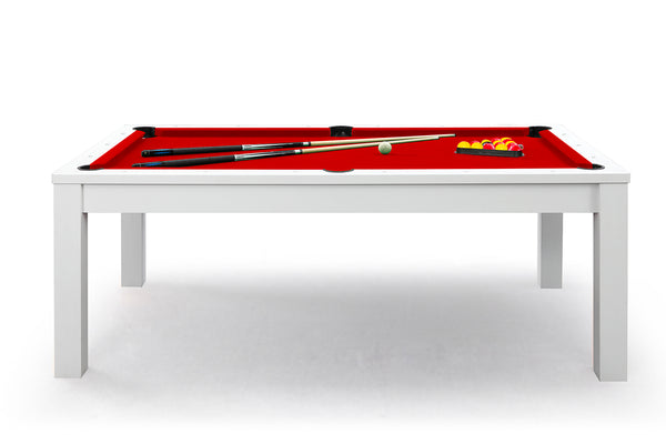 Billard anglais convertible blanc et tapis rouge