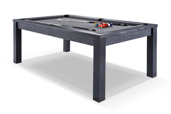 Billard noir transformable en table avec tapis gris