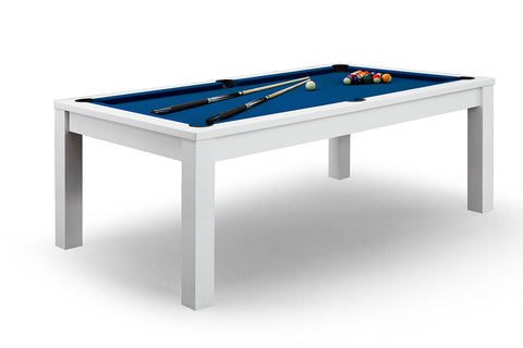 Billard table de salle à manger Defaistre blanc et tapis bleu