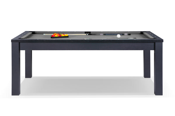 Billard Anglais Transformable en Table de couleur noire et tapis gris