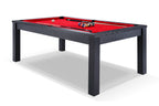 Billard noir transformable en table avec tapis rouge