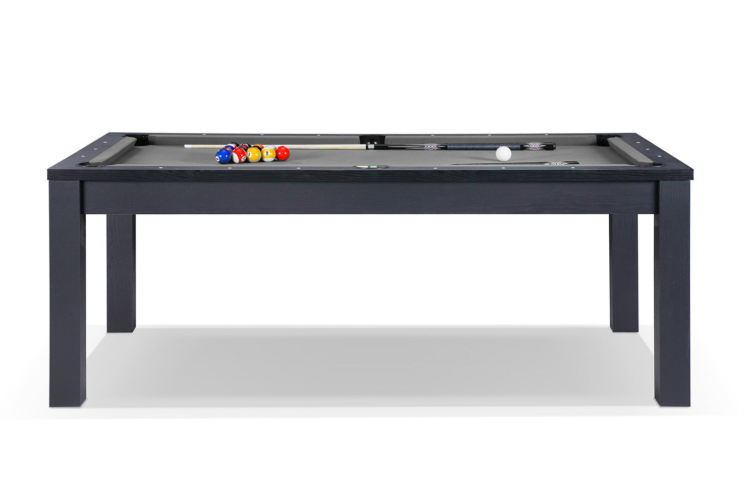 Billard noir transformable en table avec tapis gris